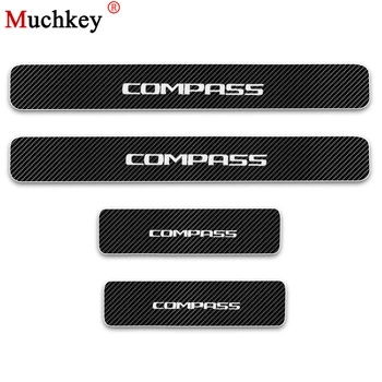 

For JEEP Compass 4D Carbon Fiber Vinyl Sticker Car Door Sill Protector Scuff Plate Door Sill Protector Car Accessories 4Pcs