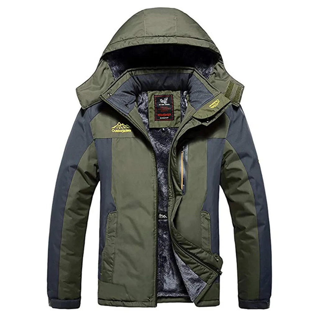 Мужская повседневная осенне-зимняя куртка с капюшоном и длинным рукавом, бархатная уличная куртка большого размера, теплая и дышащая Спортивная хлопковая одежда - Цвет: AG