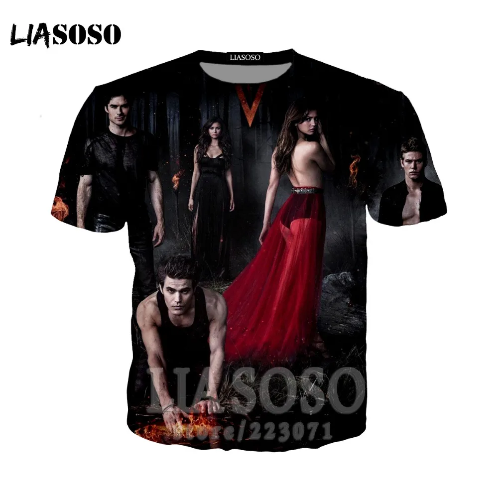 LIASOSO The Vampire Diaries T shirt 3D print teleplay tshirt shirt Elena Gilbert Stefan hoodie