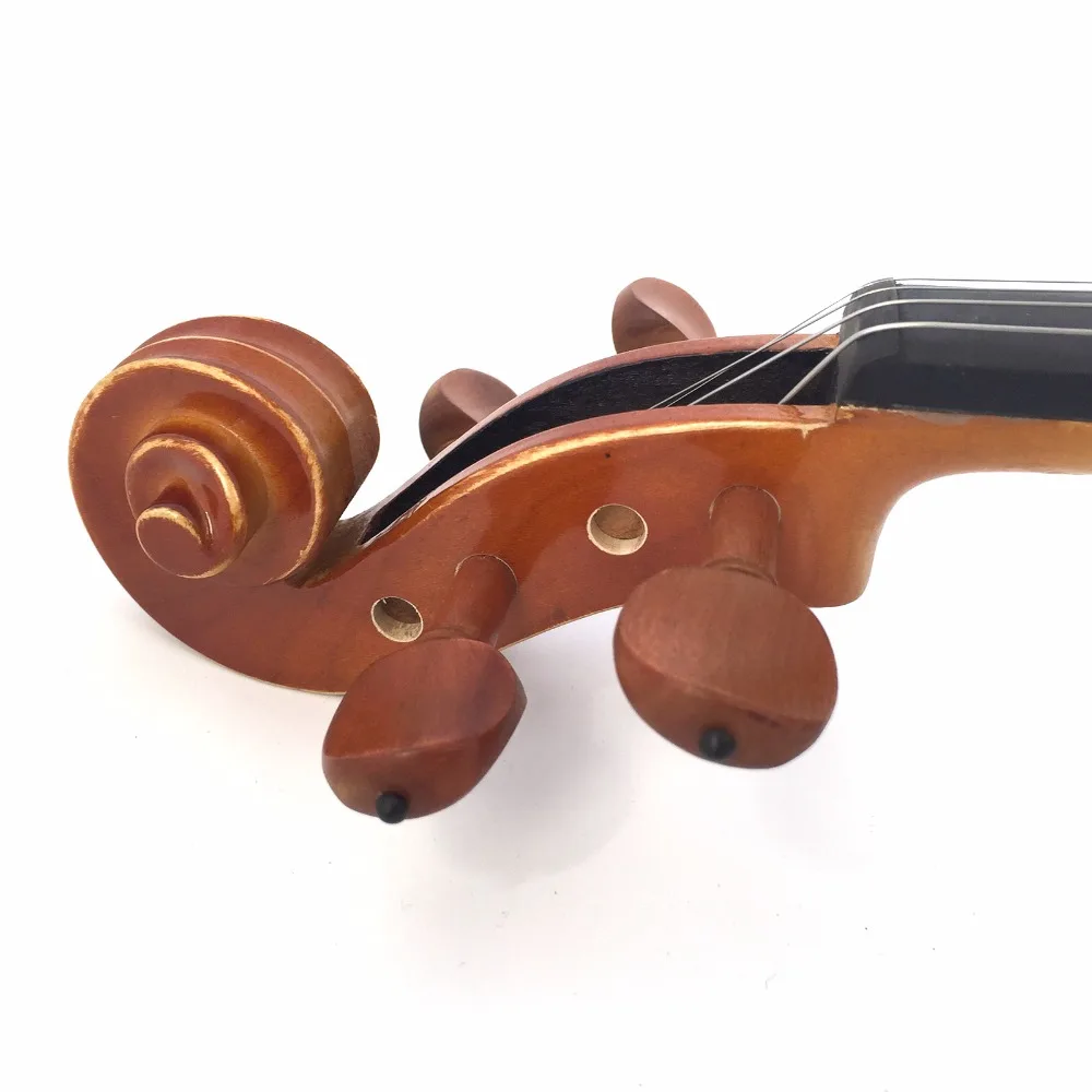 Kinglos 4/4 Full Size Carved Solid Wood Violin Kit Ebony Fittings with Shoulder Rest Case Bow Rosin Bridge Strings