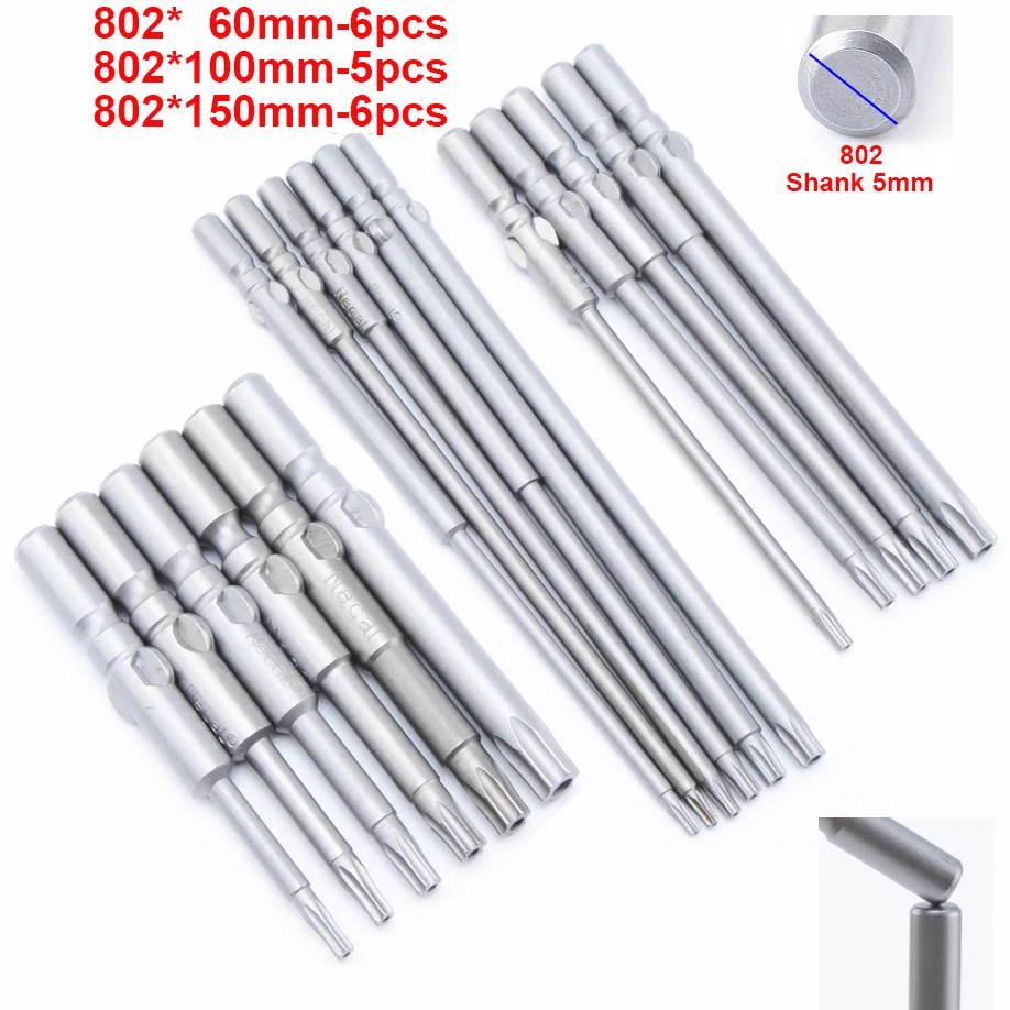 

1Pcs 802 Torx Screwdriver Bits T8-T30 6mm Round Shank Electric Screwdriver Bits Repair Tools 60mm 100mm 150mm