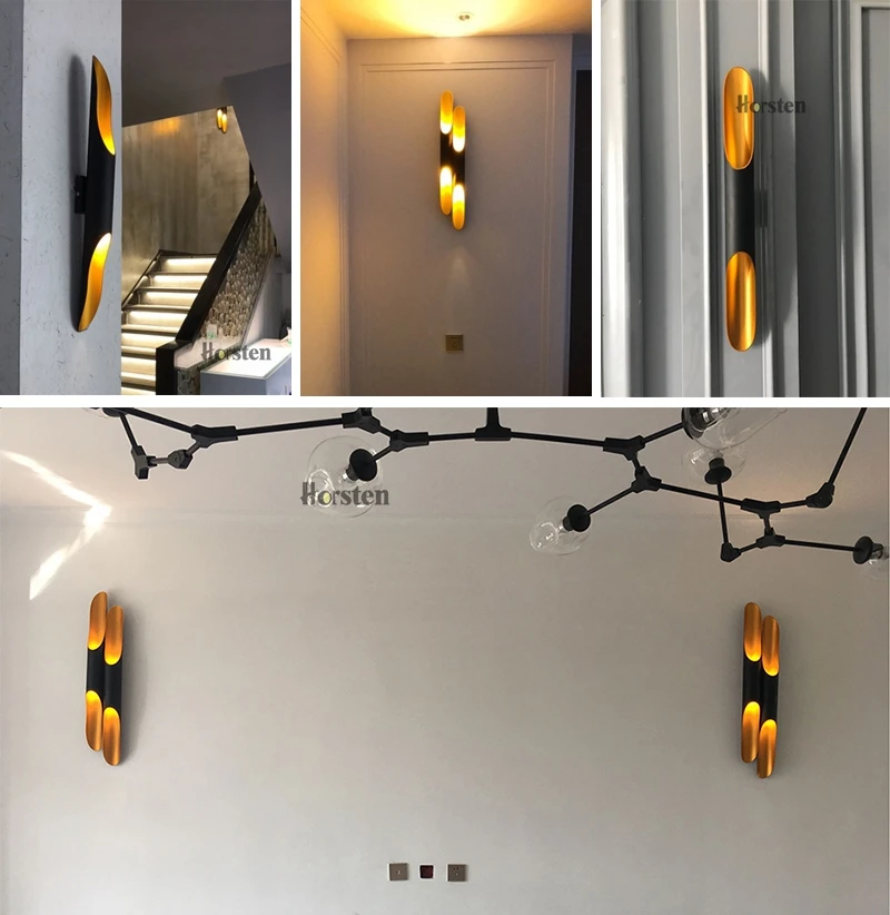 Horsten Creative Double Heads Aluminum Pipe Lamp Cylinder Wall Lights Bar Coffee Shop Restaurant Living Room Bedroom Wall Lamp (14)