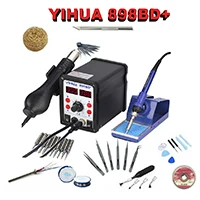 Горячая YIHUA 898BD+ 2в1 SMD Электрический паяльник и тепловая фена паяльная сварочная станция