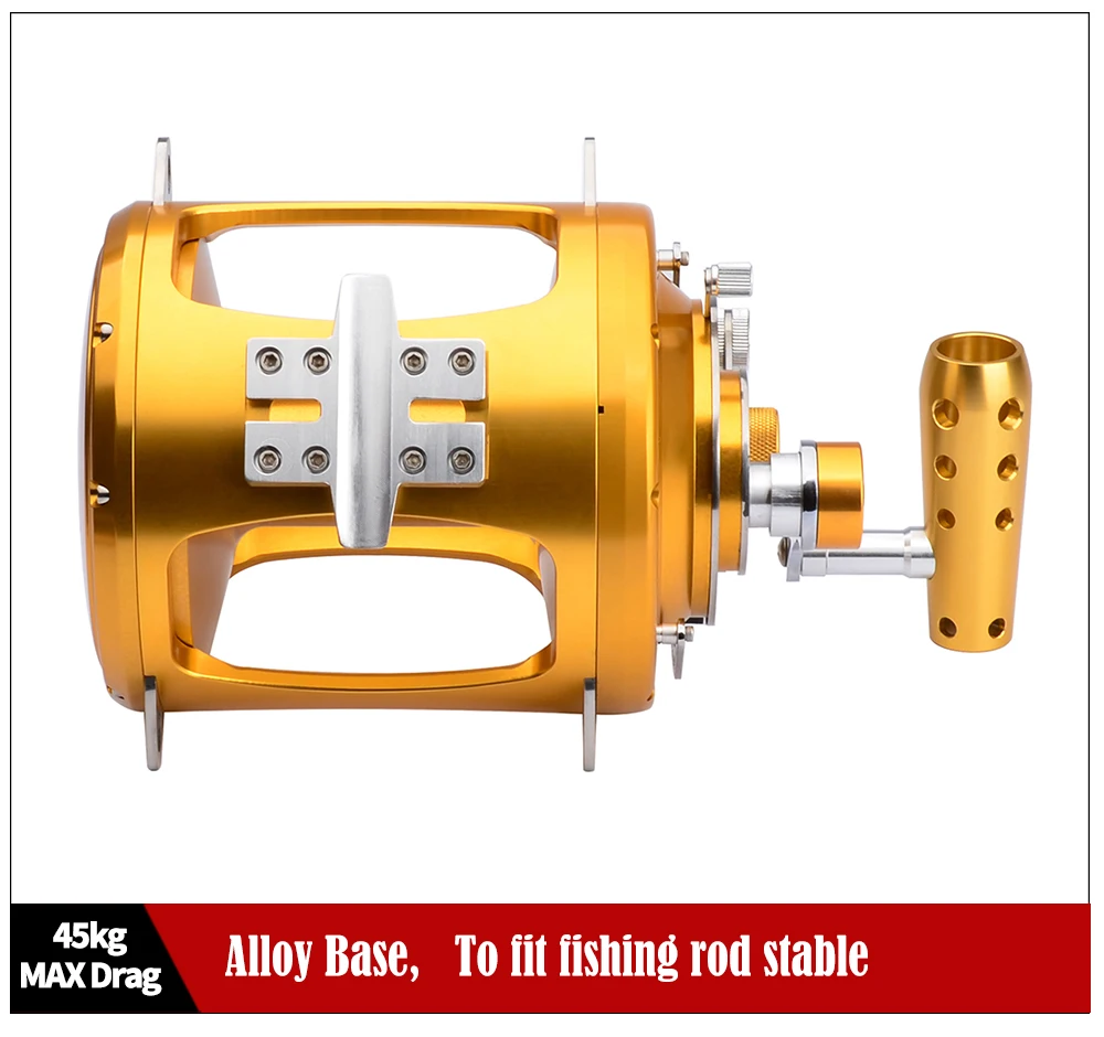 Pro beros Рыбалка колеса, два Скорость рычаг перетаскивания катушки Алюминий на станке 45 кг Макс Перетащите море лодка отсадки катушка троллинг катушка