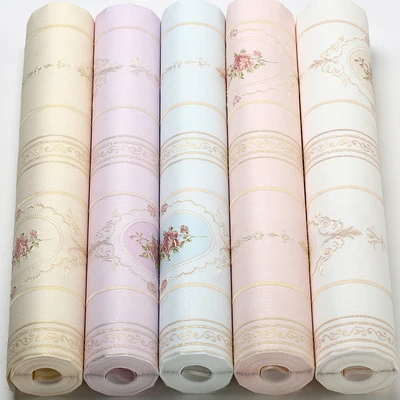 European Pastoral Non-woven Wallpaper Vertical Stripes Flowers Living Room Bedroom 3D TV Background Wall Paper European Pastoral Non-woven Wallpaper Vertical Stripes Flowers Living Room Bedroom 3D TV Background Wall Paper