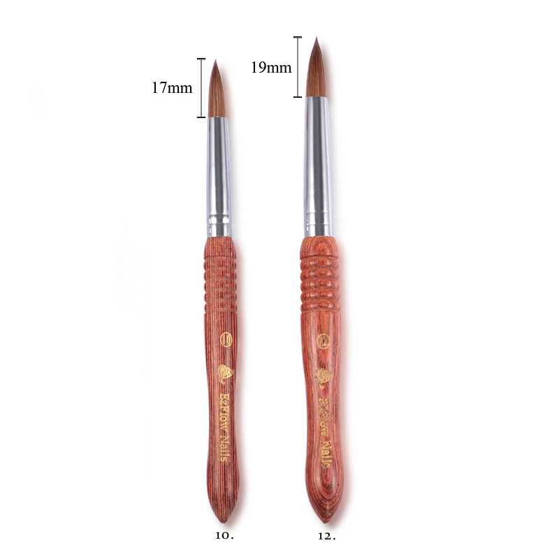 1 шт Деревянная Ручка Колонок Соболь кисть акриловая кисть для дизайна ногтей розовый металл Кристалл акриловая салонная кисть для полигеля украшения - Цвет: NO.10 and NO.12