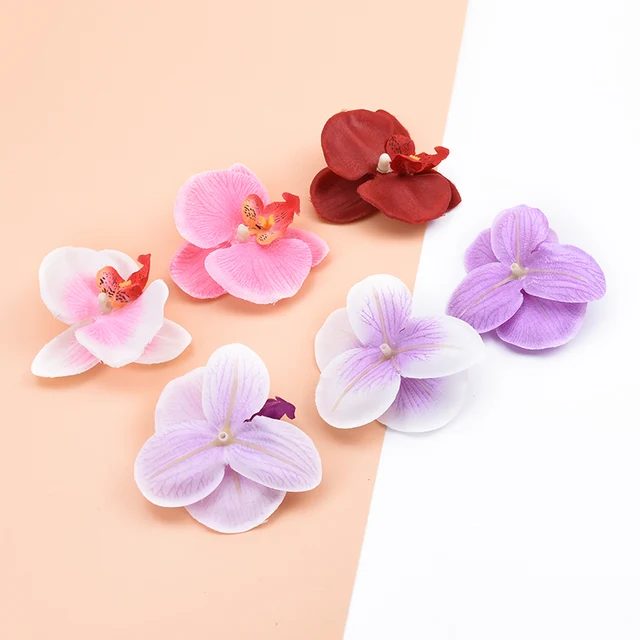 6CM 10Pieces artificial plants flower wall home decor diy Handmade scrapbooking decorative flowers wreaths silk Butterfly orchid 4