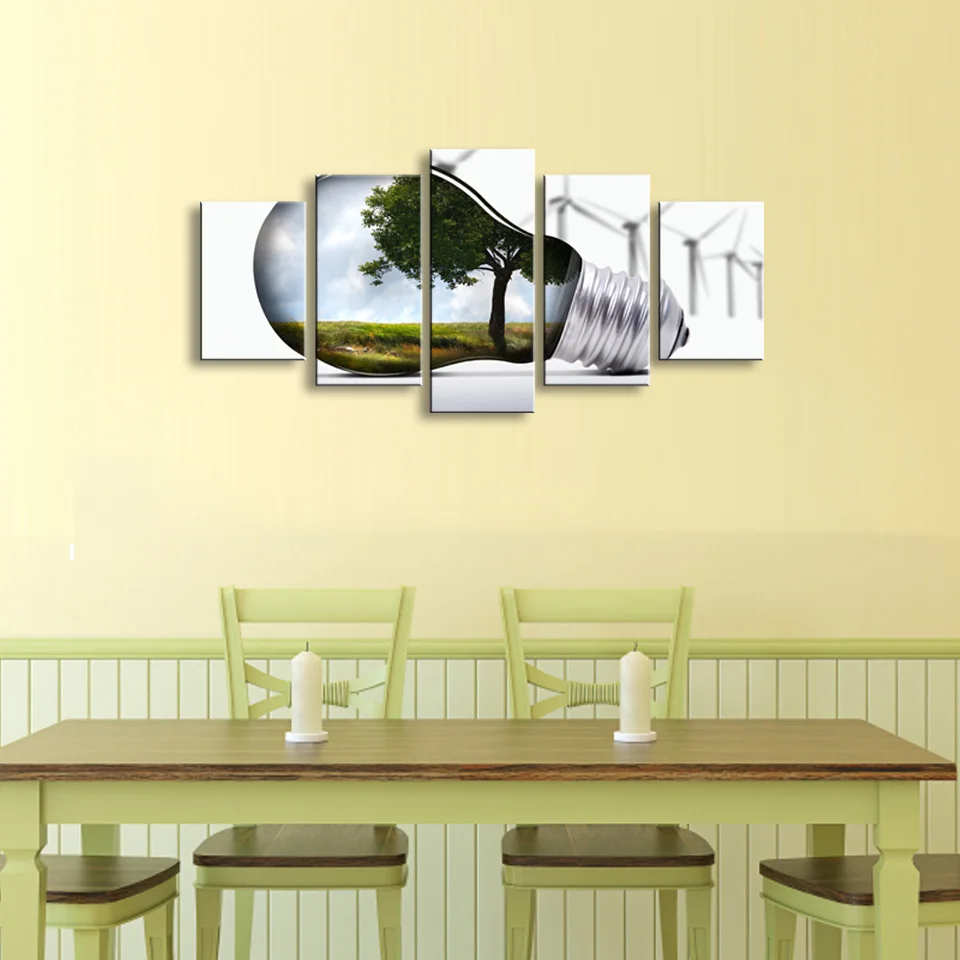 5 pieces high-definition print light bulb canvas oil painting poster and wall art living room picture SD-005 (5)
