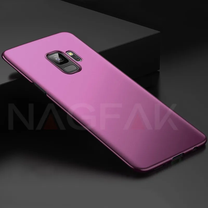 Роскошный Матовый Жесткий чехол для телефона NAGFAK для samsung Galaxy S9 S9Plus S8 S8Plus S7 S6 Edge, Ультратонкий Пластиковый чехол для телефона из поликарбоната - Цвет: Фиолетовый