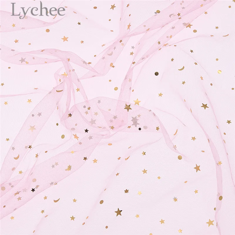 Lychee 50 см x 150 Звезда Луна Марля ткань Высокое качество сетчатая для шитья Сделай