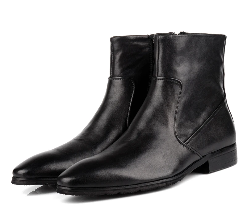 TOP Quality fashion black boots font b mens b font ankle boots genuine leather winter font
