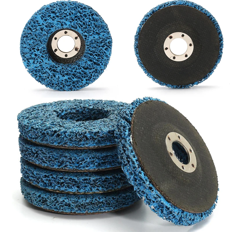 5pcs Blue Angle Grinder Discs 110mm Poly Strip Wheels Paint Rust Removal Clean For Metal Fiber Glass Stone angle-grinder-discs