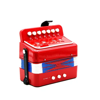 

New D'Luca Child Button Toy Accordion red 7 Keys + 3 Buttons Children Kids Button Toy Accordion