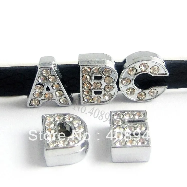 

Free Shipping 130PCS 10MM Full Rhinestone Slide Letters English Alphabet A-Z Fit Bracelet Wristband /Pet Name Collar LSSL02*130