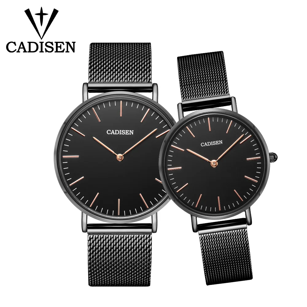 

CADISEN Fashion Simple Set Couple Watches Men Watch Steel Mesh Belt Quartz Wristwatch Ultra-thin Clock Women Lovers Gift relogio
