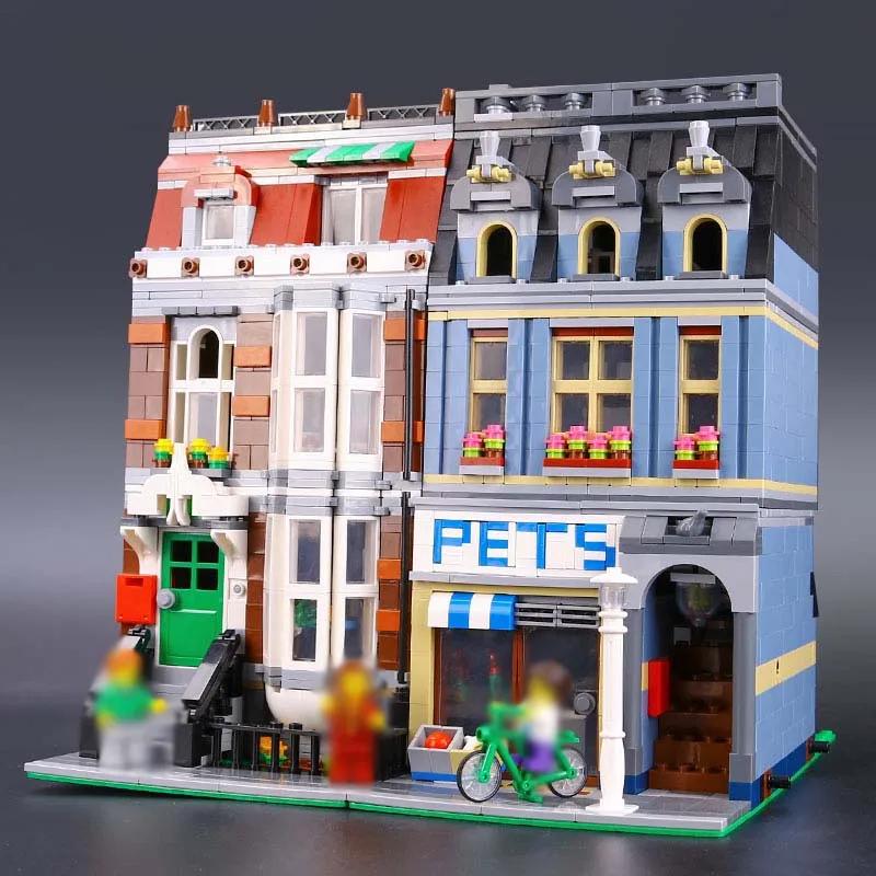 

in stock 2128Pcs City Street set Pet Shop Model Building Kits Blocks action bricks toy Educational birthday kids Gift