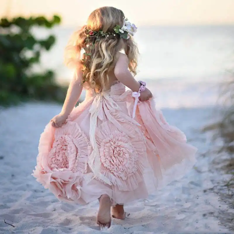 boho flower girl dresses pink