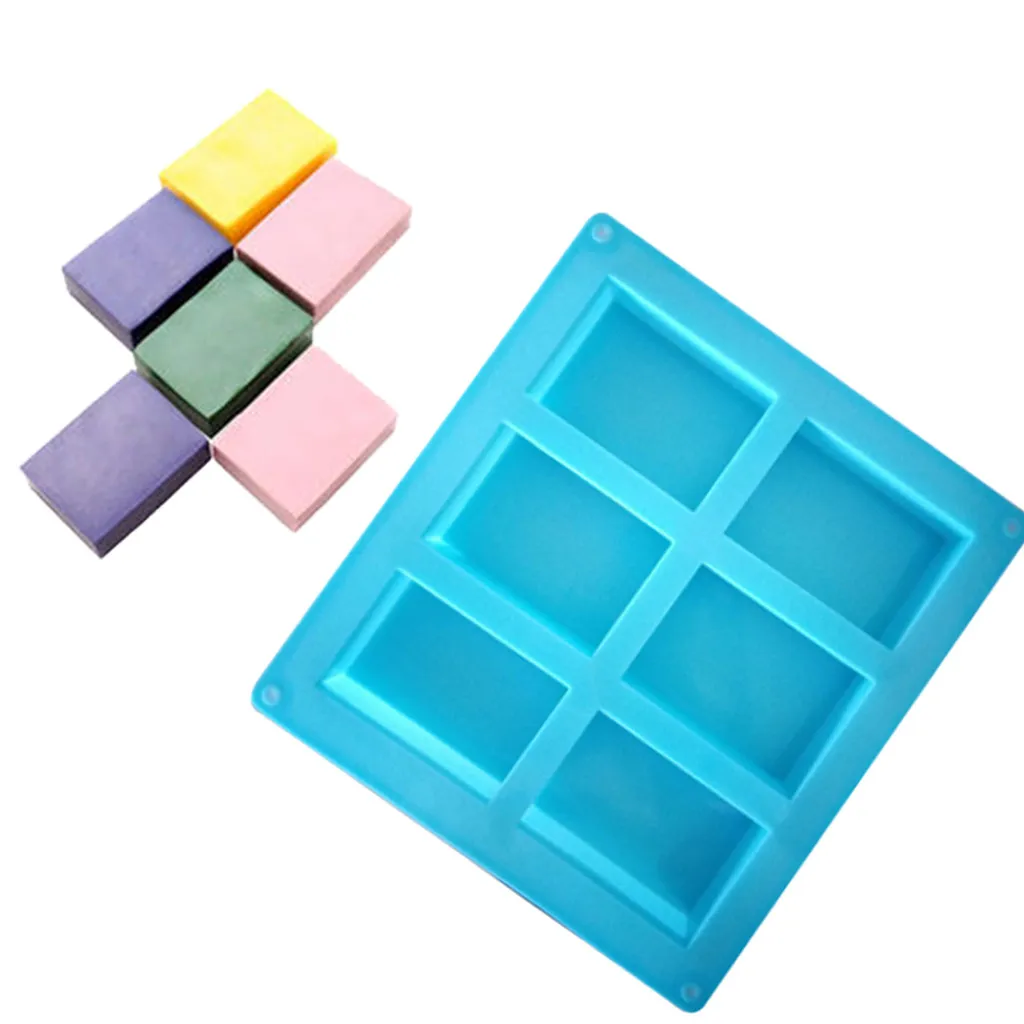 

6-Cavity Rectangle Soap Mold Silicone Craft DIY Making Homemade Cake Mould July#20