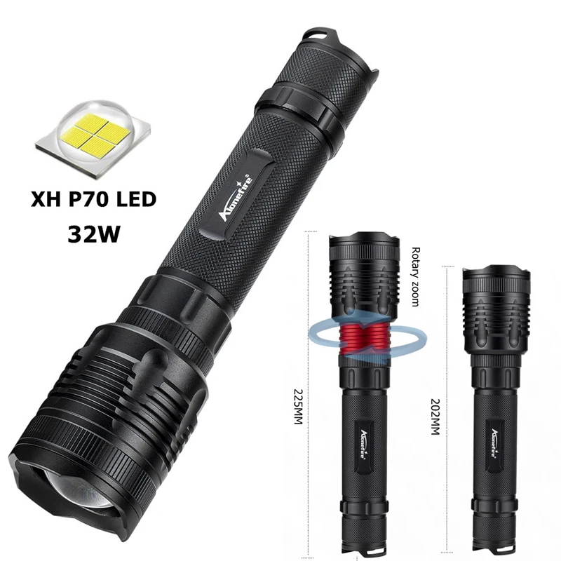 

Activefire CREE LED XHP50 most powerful LED Flashlight chip Lamp XHP70/XHP50 32W Tactical LED Flash light torch Zoom LED Torch