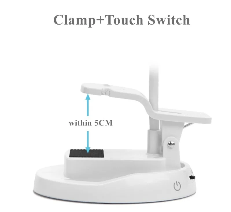 Сенсорная затемняемая Светодиодная настольная лампа с зажимом, USB перезаряжаемое освещение для детей, чтения, кабинета, прикроватной кровати, спальни, гостиной