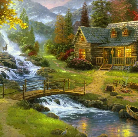 Cênica para Kits de Bordado Needlework Faça Você Mesmo Moda Ponto Cruz Belo País Primavera Água Arte Cruz-costura Artesanal