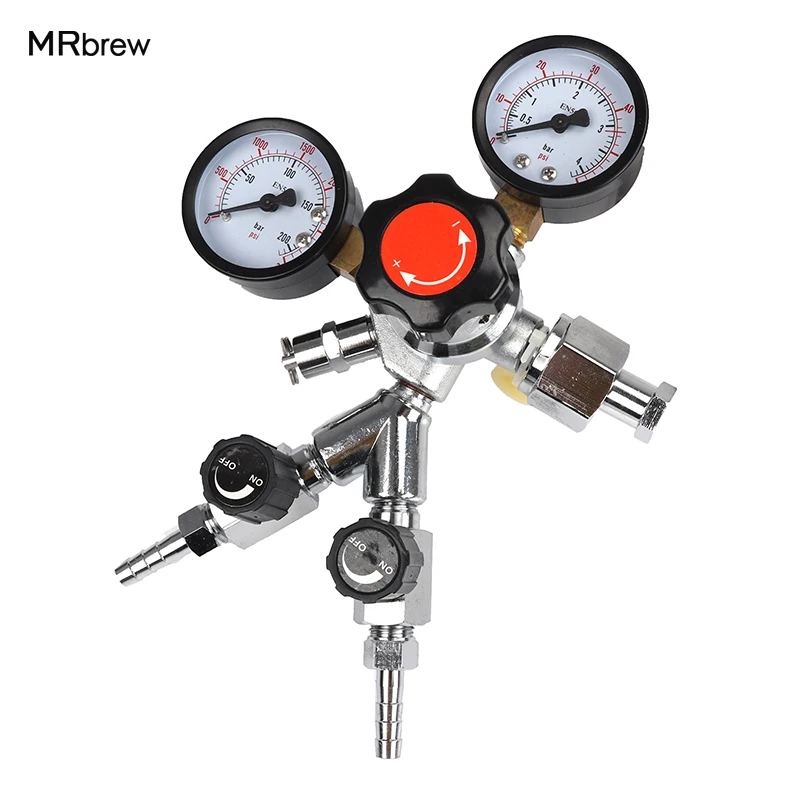 

Hot! W21.8 CO2 Dual Gauge Regulator with Y splier and two Checkvalve, Homebrew CO2 Regulator, 0~3000psi, 0~60psi