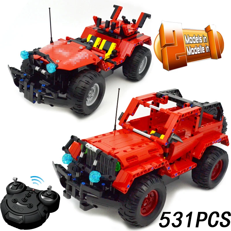 

531pcs 2in1 Technic Series RC Remote Control Racing Car Off-road Warrior Building Block compatible with legoing toy for children