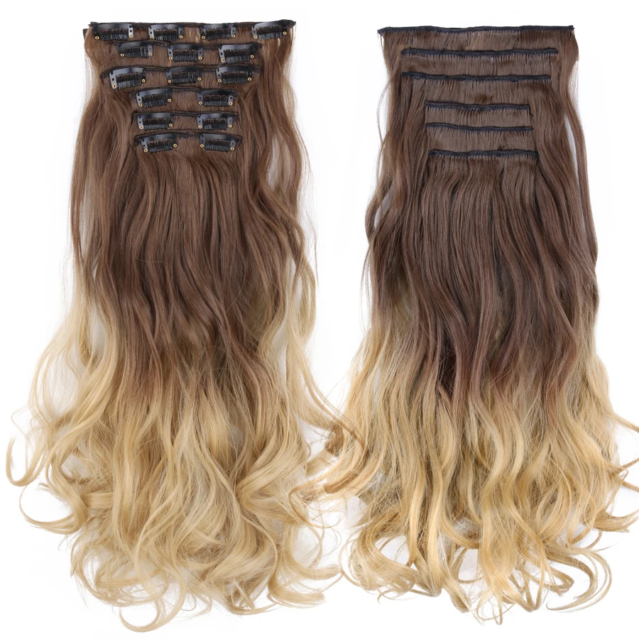 Alileader 55cm 100% Real Natural Thick Long Synthetic Hair Extention Heat Resistant Hairpiece Clip Curly 22inch Blond Brown 1pc