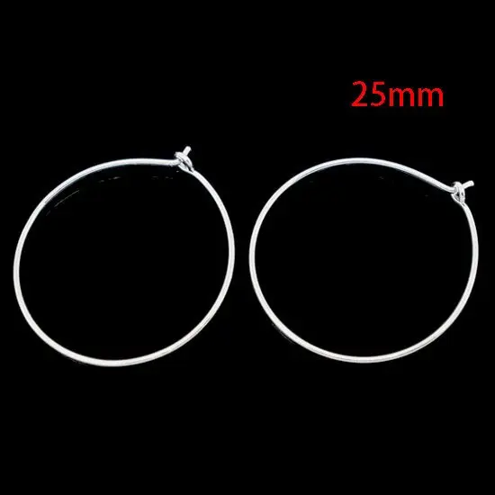 1000 шт. посеребренные серьги обручи бокал очарование кольца серьги выводы ювелирных изделий 25 мм (W00862T)