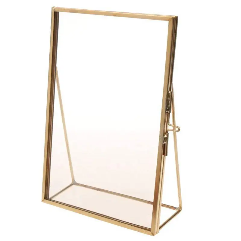 Простая Античная прямоугольная отдельно стоящая Прозрачная Стеклянная фоторамка для украшения дома-Золото - Цвет: gold L