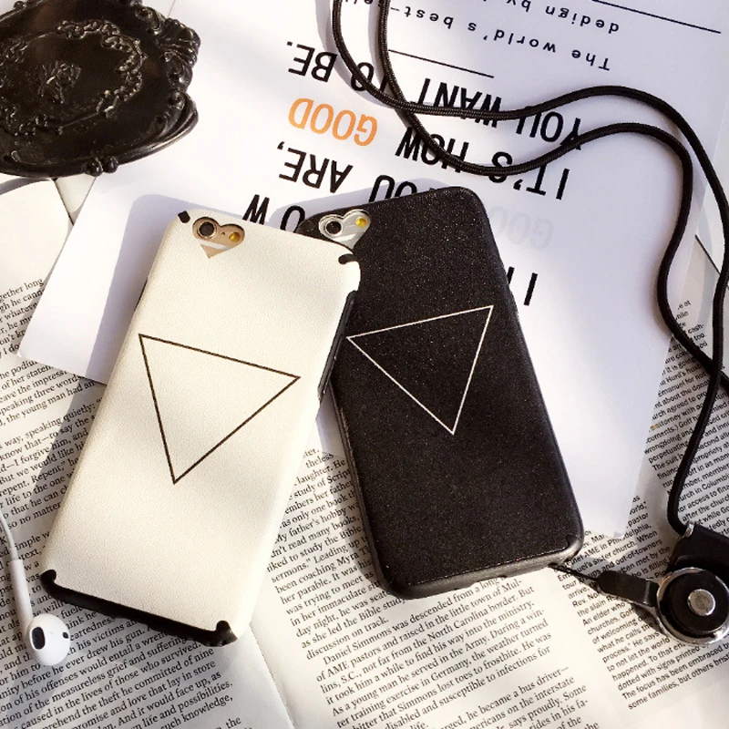 

Plain Triangle Silk Patterned Phone Case with Lanyard Neck Strap for iPhone 6 6S 6 plus 7 8 8 plus X XS Soft TPU Full Cover Case