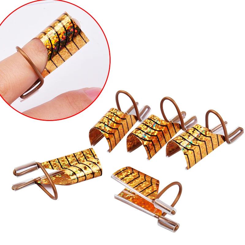 5pcs set Reusable Dual Silver Gold font b Nail b font font b Form b font