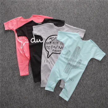 

Children Baby Romper Jumpsuits Letter Print Cute Short Sleeve Cotton Summer Kids Clothing