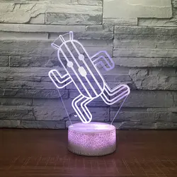 Модные 3D Led 7 цветов настольная лампа Usb детский подарок сна ночник Luminaria украшения дома мультфильм Кактус освещение светильники