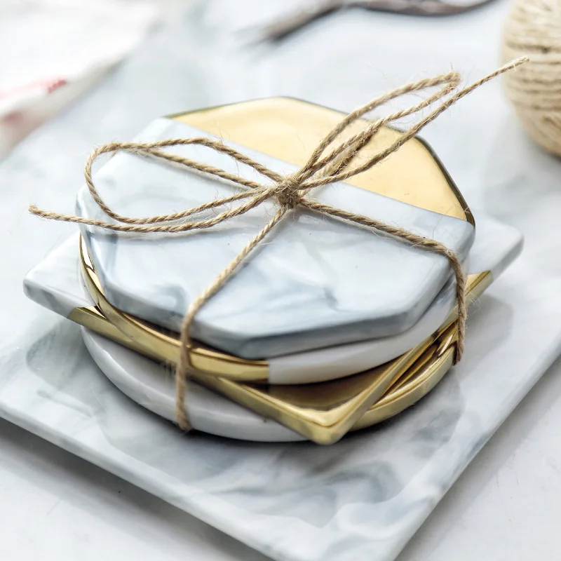 

Cup Mat Ceramic Coaster Pad Heat Resistant Marble Pattern For Kitchen Home Coffee Tea Hot Sale