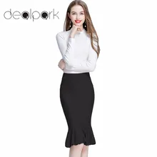 Модные осенне-зимние трикотажные юбки женская юбка фасона "Русалка" Кружева Высокая талия элегантная облегающая миди юбка длиной до колена