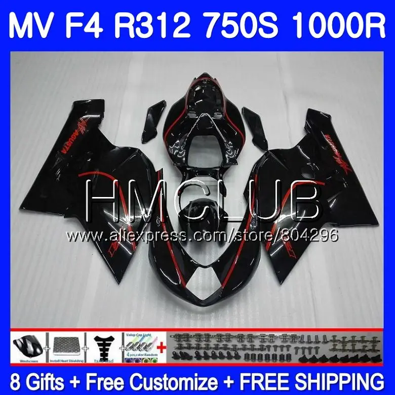 

Kit For MV Agusta F4 R312 750S 1000 R 750 1000CC 05 06 129HM.15 1000R 312 1078 1+red black 1 MA MV F4 2005 2006 05 06 Fairing