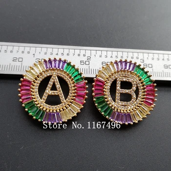 

26pcs/lot 2019 Hot Sale 26 Letter Pendant With CZ Settings A to Z Colorful CZ Letter Charms For DIY Jewelry
