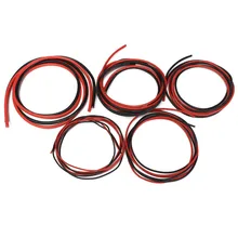 2 шт. 1 м AWG электрических проводов мягкий, силиконовый, гибкий провод кабель подключения 12/14/16/18/20 1 метр красный+ 1 метр Черный