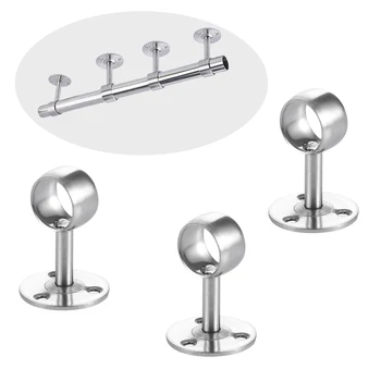 

5 Pcs Shower Curtain Closet Rod Holder Pipe Flange Socket Ceiling Mount Bracket Pipe Fitting Parts Supports Stainless Steel
