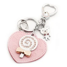 Milesi Diseño Original de la Marca de Cuero Llavero en Forma de Corazón, Bolsa de Llavero de coche, colgante para el Amante, Regalo de la novedad de La Baratija D0035