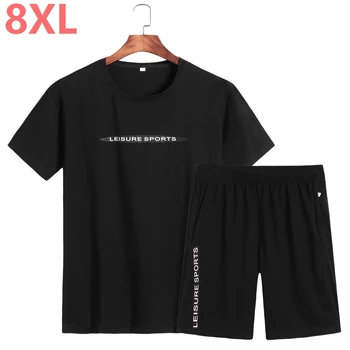 

plus size 8XL 7XL 6XL 5XL 4XL Men Suit Summer Style Short Sleeve T-shirt & Short Causal Male set Tracksuit Man t Shirt