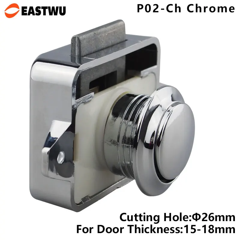 Large Push Lock Button Catch Lock Cupboard Door Knob Camper