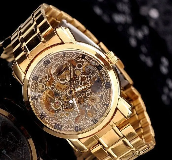 Luxury Gold Full Steel Women Skeleton Dress Watches Automatic Wristwatch MCE Vintage Roman Clock Casual font