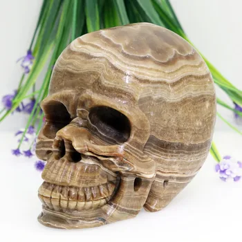 

5.15"CHINESE PAINTING STONE Handmade Carved Crystal Skull Crystal Realistic Crystal Healing Furnishing Articles Figurine AK56