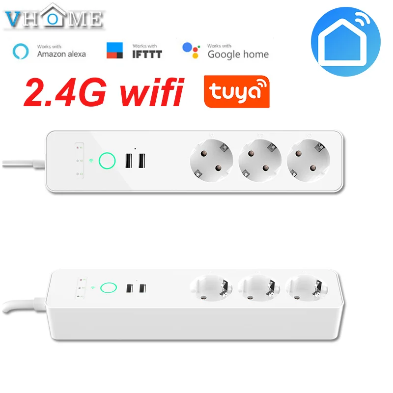 

Smart Outlet Eu Plug Wifi Smart Power Strip Usb Socket Eu 16A 4000W Smart Life App Google home Alexa Voice Control For Home