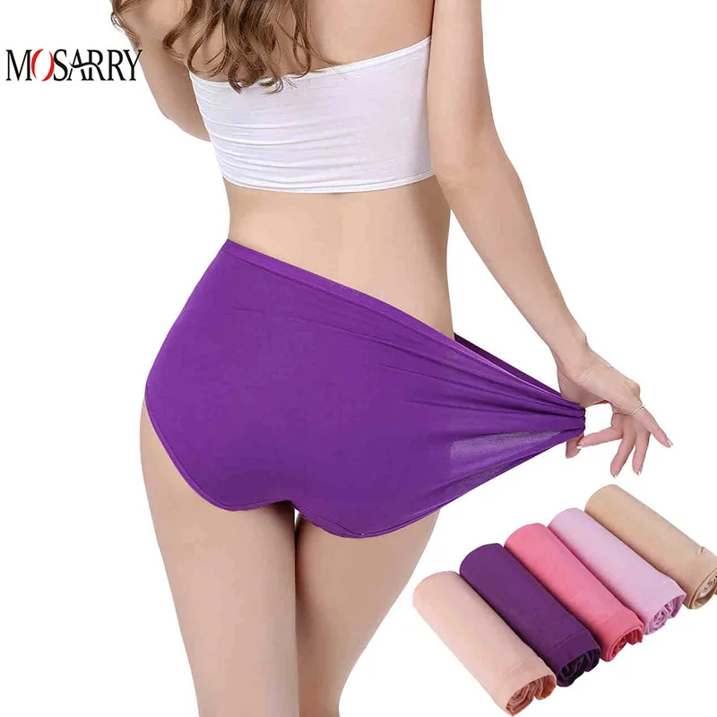 Bamboo Panties Women Daily Underwear Purple Thin Breathable Female Big