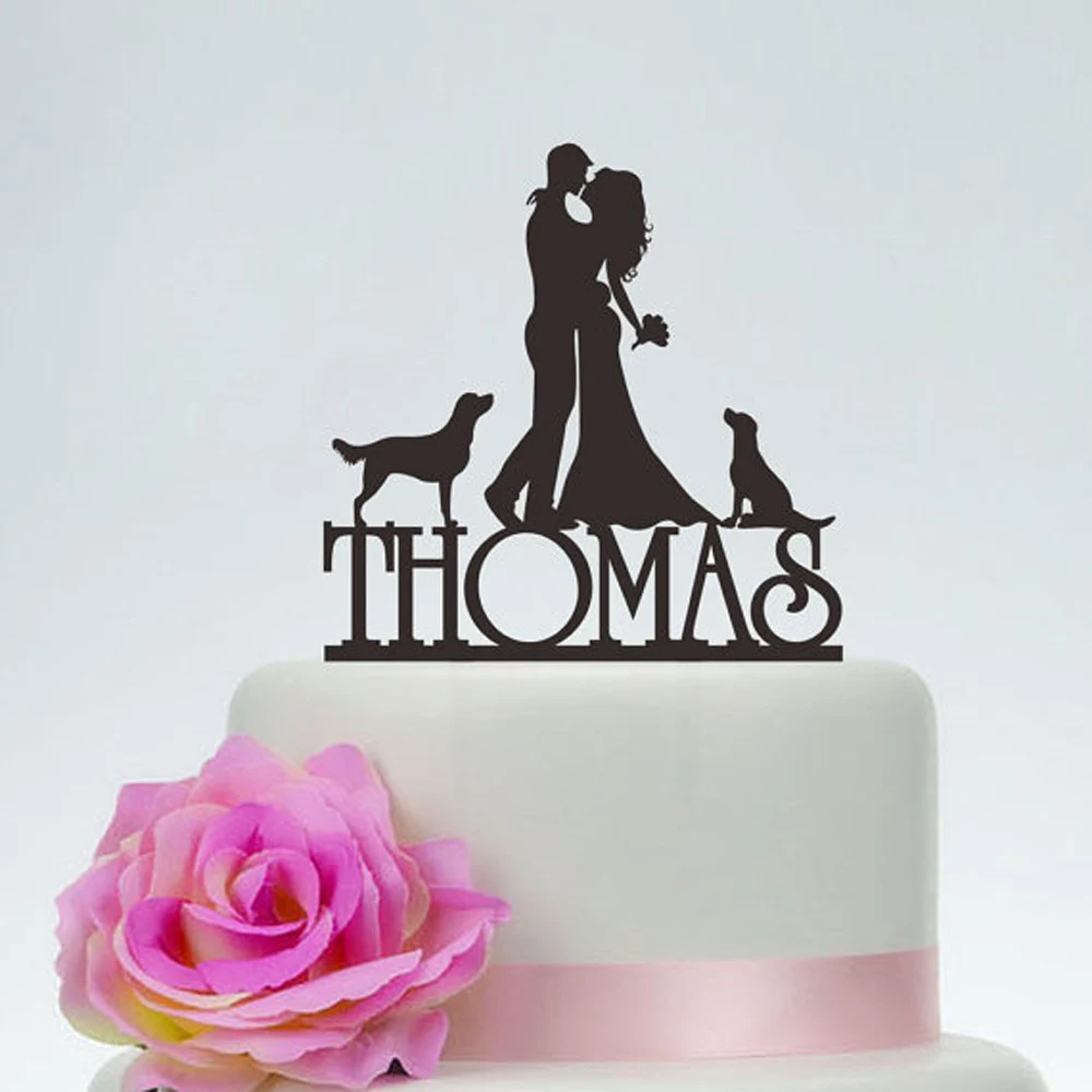 Love Funny Cake Topper,Couple Silhouette,Custom Cake Topper,Dog Cake Topper,Wedding Cake Topper,Bride and Groom Cake Topper