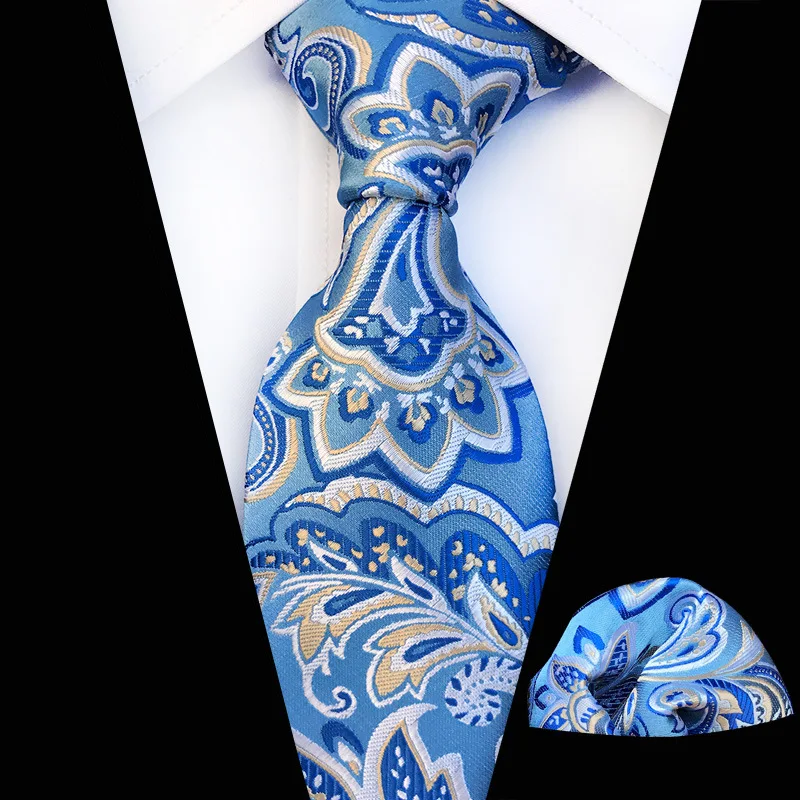  Polyester Silk Flower Tie Handkerchief Sets Classical Colorful Floral Necktie Fashion Men Narrow Ne