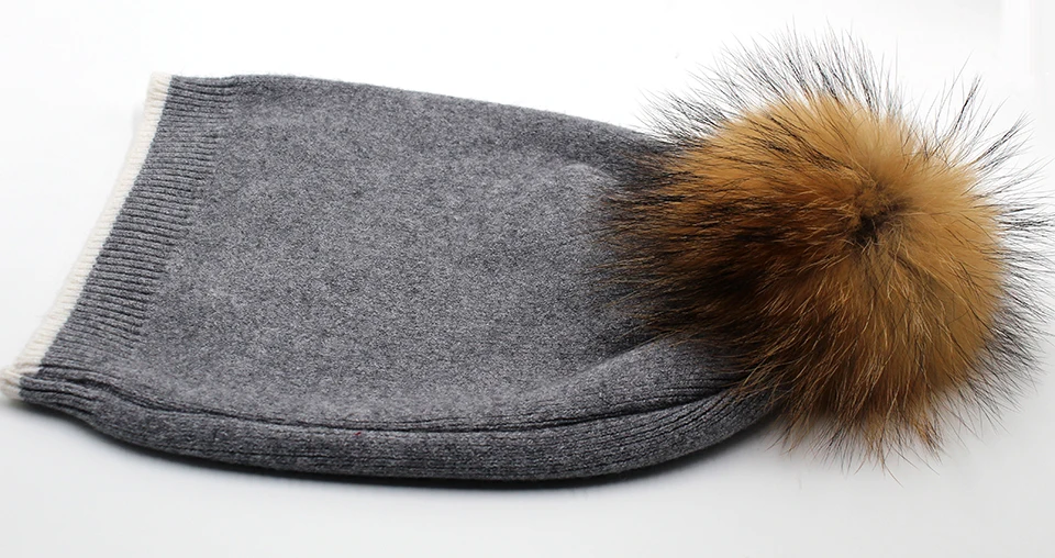 Winter Hats For Women Beanies Knitted Wool Pompon Beanies Female Real Raccoon Fur Pom Poms Hat For Girls 2018 (16)